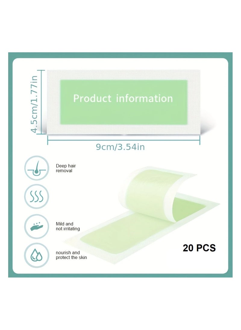 20 Facial Wax Strips – Designed for Precise, Gentle, and Easy Hair Removal – Ideal for Eyebrows, Upper Lip, Mustache, and Cheeks – 2-in-1 Design (Each Strip Can Be Split into Two) – Face Wax Strips for Painless Hair Removal - Image 2