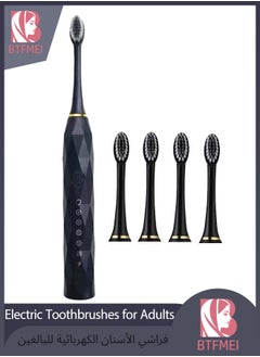 BTFMEI Electric Toothbrushes for Adults, Rechargeable Sonic Electric Toothbrush, High-Frequency Vibration Teeth Whitening Toothbrush, 6 Modes Adjustable and Smart Electric Toothbrush with 4 Detachable Soft-Bristle Brush Heads  - Image 1