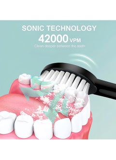 BTFMEI Electric Toothbrushes for Adults, Rechargeable Sonic Electric Toothbrush, High-Frequency Vibration Teeth Whitening Toothbrush, 6 Modes Adjustable and Smart Electric Toothbrush with 4 Detachable Soft-Bristle Brush Heads  - Image 2