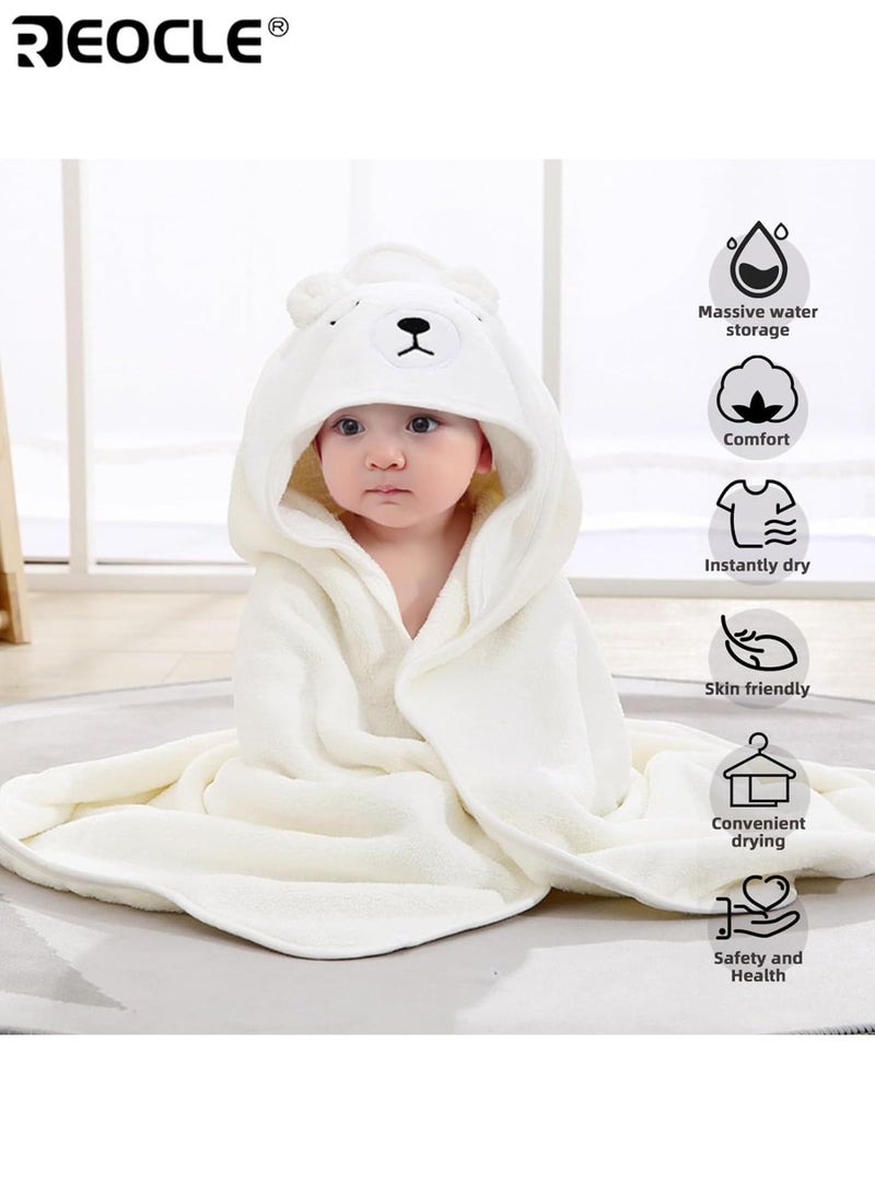 ريوكل منشفة استحمام كرتونية للأطفال ناعمة وصديقة للجلد لفّة دافئة ماصة للماء تصميم دب لطيف قابلة للغسل في الغسالة مستلزمات استحمام الأطفال - Image 2