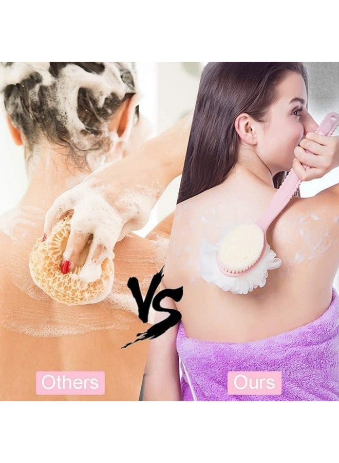 AJKN 2 in 1 Loofah with Handle Body Brush, Dual-Sided Bath Shower Brush for Men and Women, Back Scrubber for Exfoliating and Cleansing - Image 3
