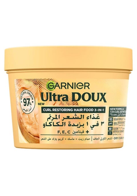 Ultra Doux Hair Food Curls Restoring Cocoa Butter 3-in-1 Hair Mask for Dry Curly Hair 390ML