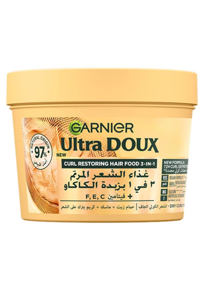 garnier Ultra Doux Hair Food Curls Restoring Cocoa Butter 3-in-1 Hair Mask for Dry Curly Hair 390ML - Image 1
