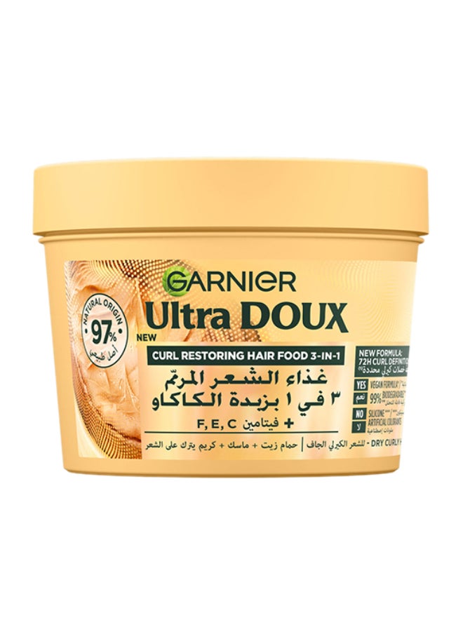 Garnier Ultra Doux Hair Food Curls Restoring Cocoa Butter 3-in-1 Hair Mask for Dry Curly Hair 390ML 