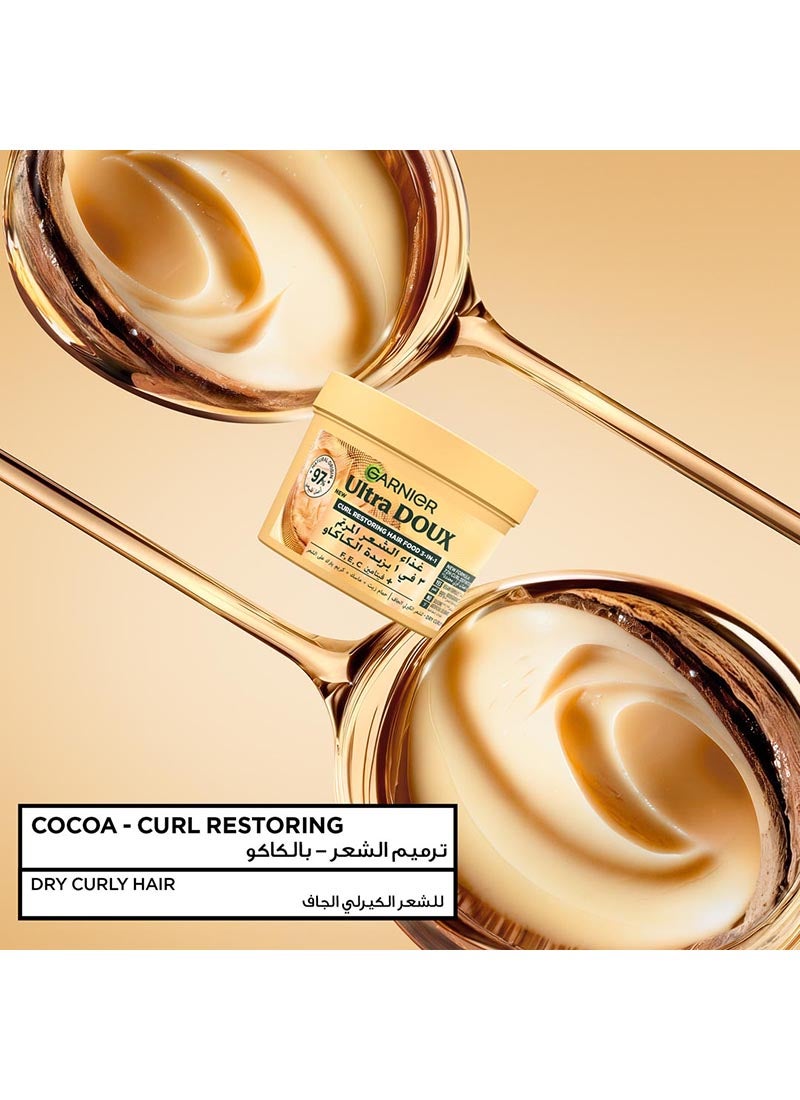 garnier Ultra Doux Hair Food Curls Restoring Cocoa Butter 3-in-1 Hair Mask for Dry Curly Hair 390ML - Image 3