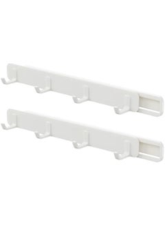 Arabest 2-Piece Wall Mounted Kitchen Hat Hook Rack with Sliding Hanger – White ABS Material, No Punching Needed  - Image 1