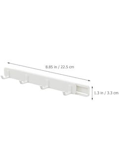 Arabest 2-Piece Wall Mounted Kitchen Hat Hook Rack with Sliding Hanger – White ABS Material, No Punching Needed  - Image 2