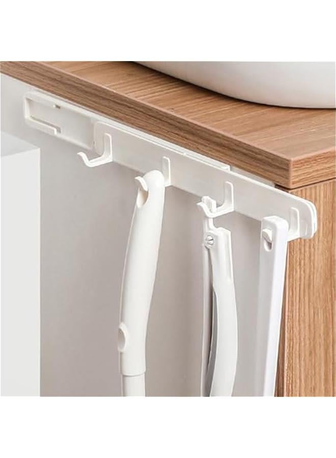 Arabest 2-Piece Wall Mounted Kitchen Hat Hook Rack with Sliding Hanger – White ABS Material, No Punching Needed  - Image 5