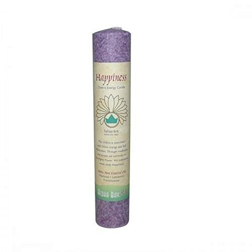 Aloha Bay Premium Scented Candle Hand Made Chakra Energy Pillar | Happiness, Sahasrara | Yoga, Prayer & Meditation Candle | Long Burn 15 Hours | Essential Oils of Patchouli & Frankincense | Aloha Bay - Image 1