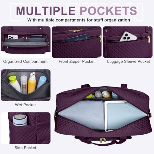 bagswan Large Weekender Travel Duffle Bag - With Shoe Compartment Weekender Bags for Womens Carry on Overnight Bag with Toiletry Bag Gym Duffel Bags with Wet Pocket Hospital Bags for Women Labor and Delivery - Image 4