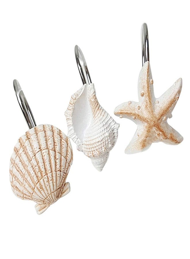 Actpe Seashell Shower Curtain Hooks for Bathroom Decorative, 12pcs Anti Rust Decorative Resin Shower Curtain Rings Rods Hooks - Image 4