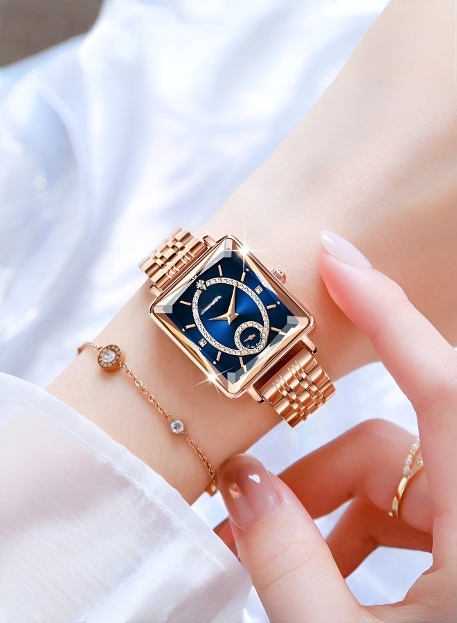 Labaoli Women's stainless steel waterproof quartz watch with a dial and diamond-cut mirror face design. - Image 1