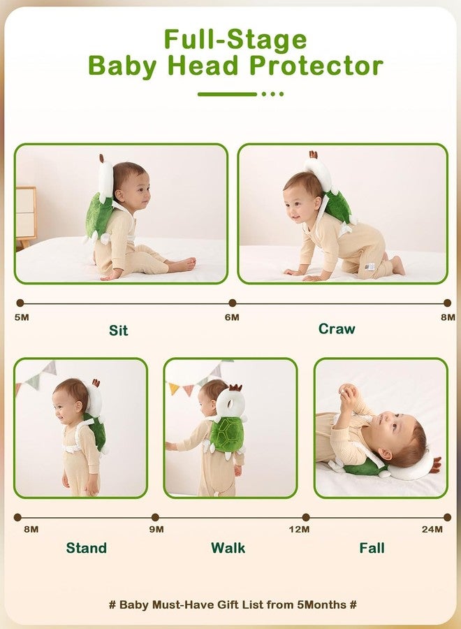 Ess Cubes Enterprise Baby Head Guard Safety Protector Cushion Plush Soft Toy Early Learning Toy Crawling Walking Running Toddler Fall Protection Baby Protector Child Adjustable Shoulder Strap Backpack (Green, Turtle) - Image 4