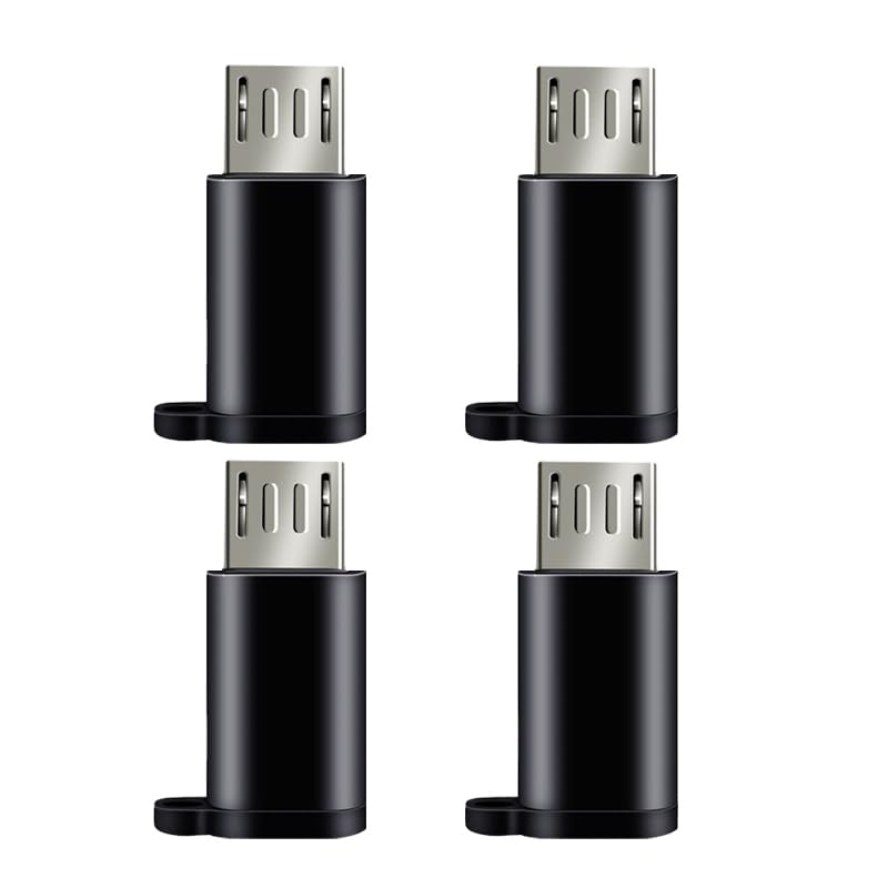 Accessonico USBC to Micro USB Adapter, USB C to USB Micro Male USB-C Female Converter Type C Charge Data Sync Replacement for Samsung Galaxy S7 S6 Edge J7 J3 (4 Pack/Black) - Image 1