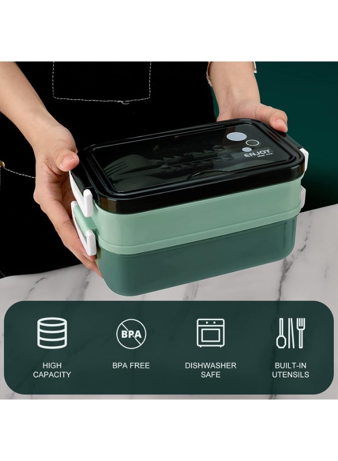 Hugifts Bento Boxes Stainless Lunch Box for Bento Box Microwave Heating Food Storage Container (Green) - Image 4