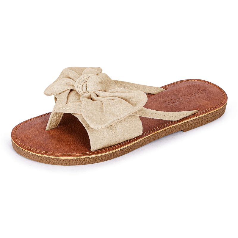 FISACE Womens Slip On Flip Flops Ring Toe Strappy Casual Summer Gladiator Flat Sandals - Image 1