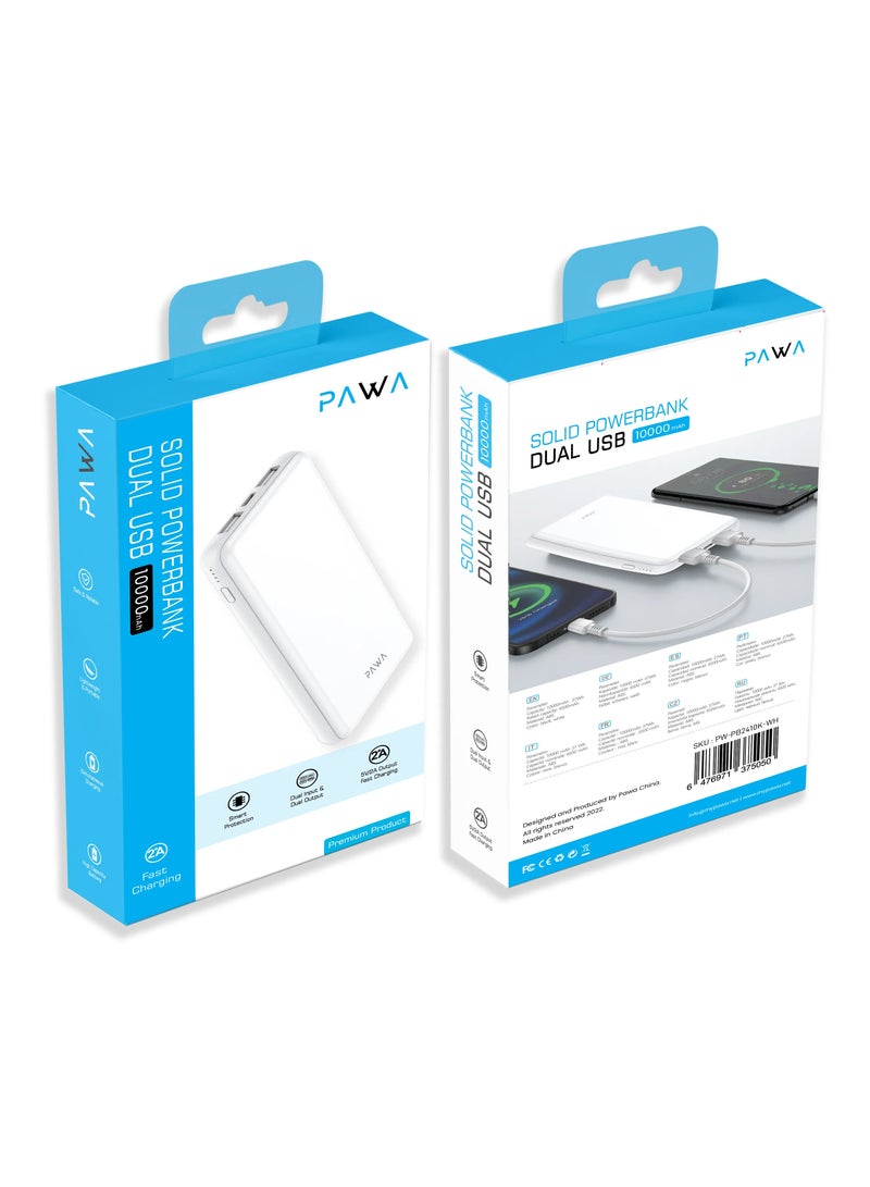 باوا باور بانك صلب ثنائي USB 10000 مللي أمبير - أبيض - Image 2