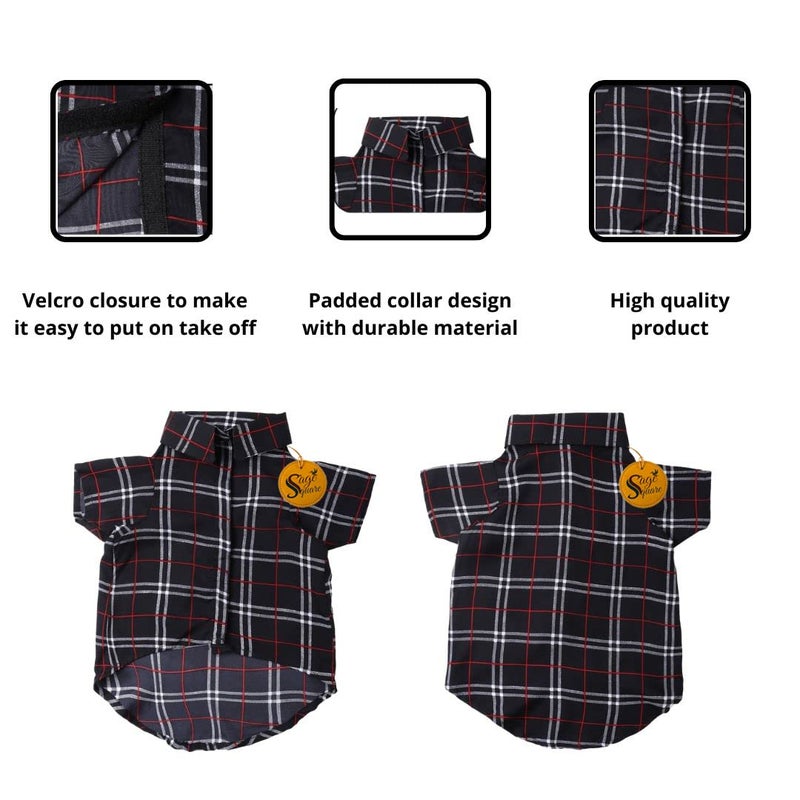 Sage Square Crazy Printed Dog Shirt, Trending Dog Shirt Ultra Soft & Light Weight, Comfortable & Breathable Dog Apparel, Trendy Outfit (Black Check Print) (Small - 14inch) - Image 4
