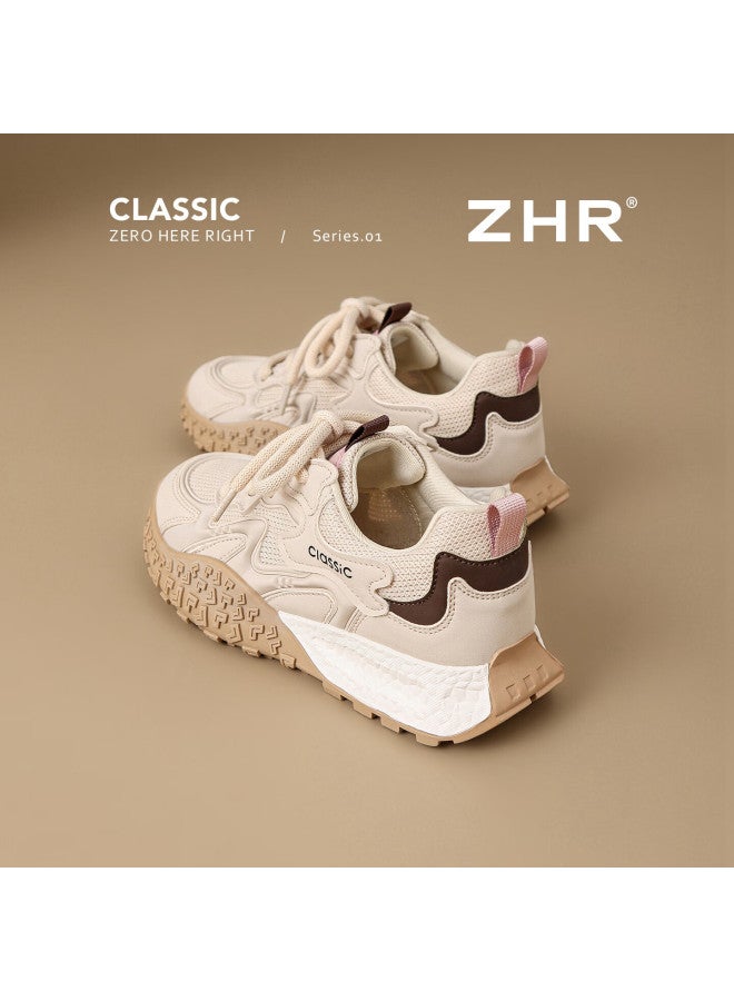 Zhr German-style Women's Retro Sports Casual Shoes Women's Versatile Thick-soled High-heeled Women's Shoes Ks210 Apricot 35 - Image 4
