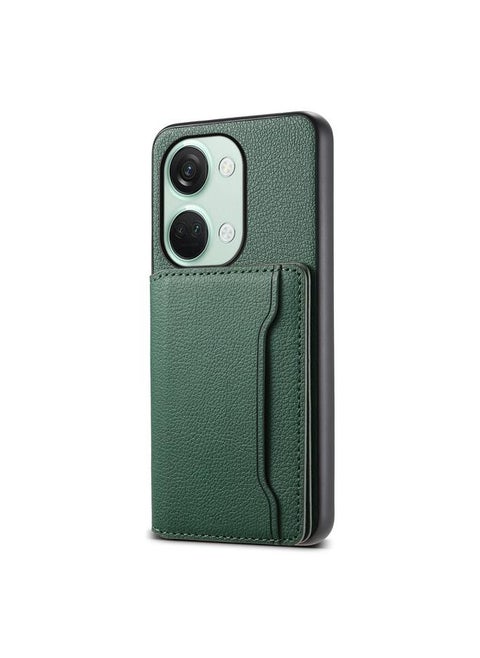 For OnePlus Ace 2V Calf Texture Card Bag Design Full Coverage Phone Case(Green)