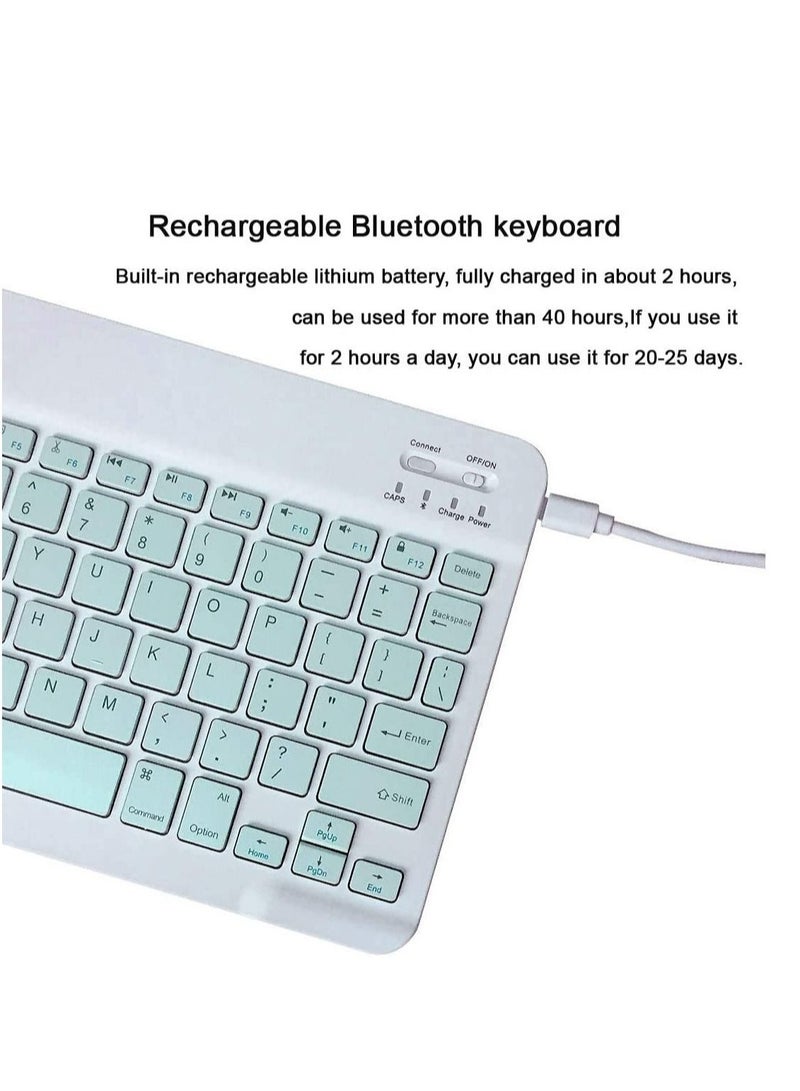 Rechargeable Bluetooth Keyboard And Mouse Combo Ultra-Slim Portable Compact Set For Android Windows Tablet Cell Phone IPhone IPad Pro Air Mini OS IOS 13 And Above Green - Image 2