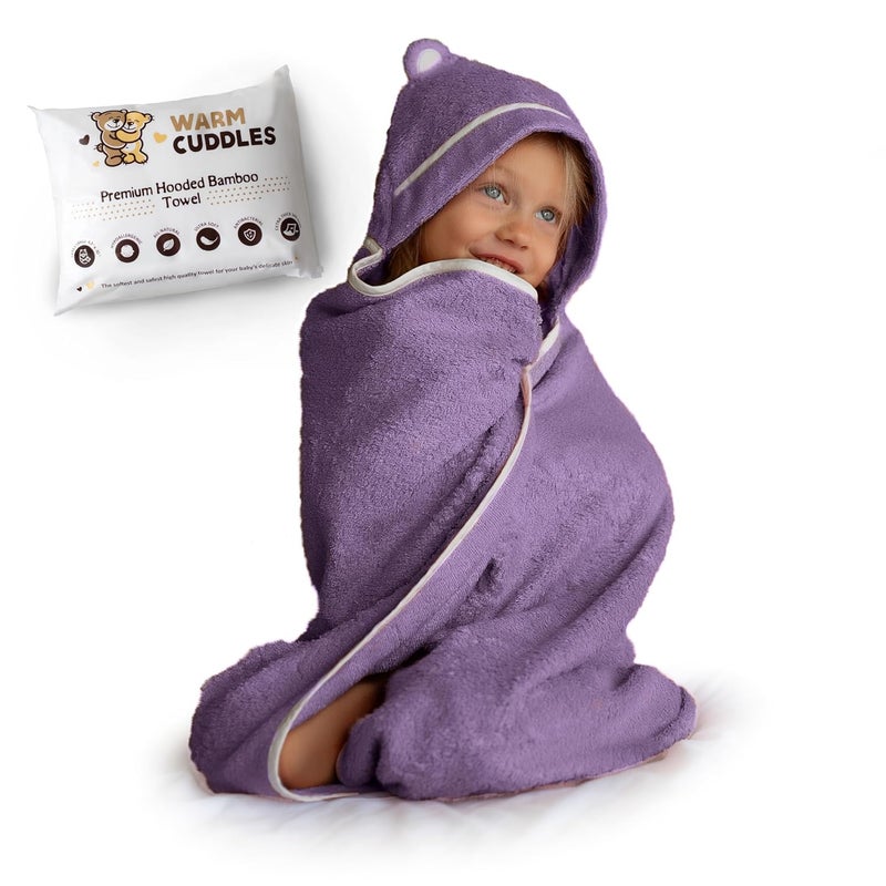 Warm Cuddles Premium Toddler Towels with Hood - Extra Soft Rayon from Bamboo Toddler Bath Towel (Purple) - Image 1
