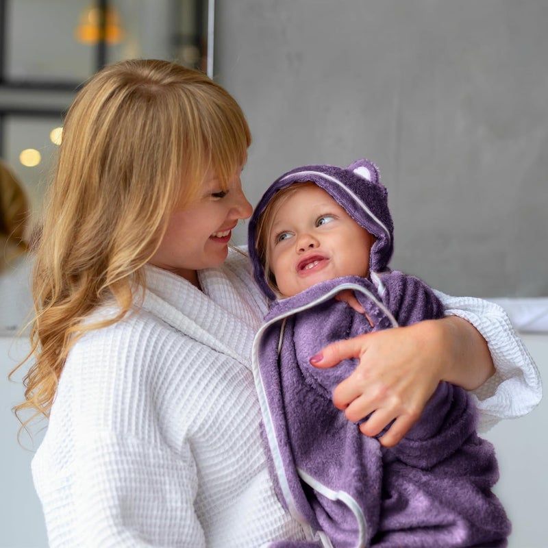 Warm Cuddles Premium Toddler Towels with Hood - Extra Soft Rayon from Bamboo Toddler Bath Towel (Purple) - Image 4