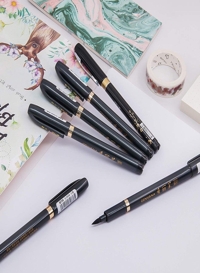 Rilanmit Hand Lettering Pens, Refillable Calligraphy Pens Brush Marker Pens Set Black, 4 Size for Writing, Painting, Drawing, Pack of 6 - Image 5