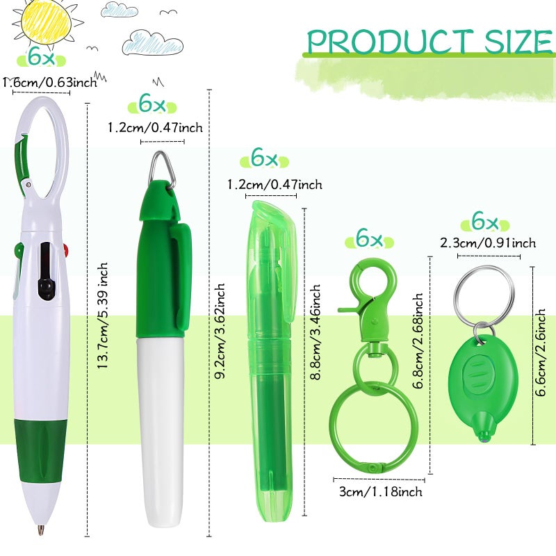 Chinco 30 Pcs Retractable Shuttle Pen Clip with Mini Highlighter Nurse Badge Pen Neon Marker LED Keychain Ring Key Clip for Nurse - Image 2