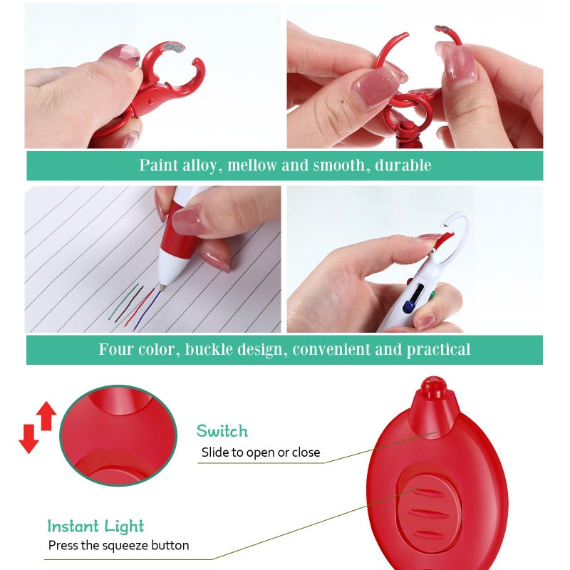 Chinco 30 Pcs Retractable Shuttle Pen Clip with Mini Highlighter Nurse Badge Pen Neon Marker LED Keychain Ring Key Clip for Nurse - Image 4