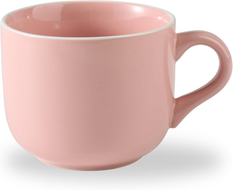 ARRADEN 21 OZ Large Soup Mugs with Handles Microwave Safe, Oven Proof Soup Bowls, Porcelain Soup Cup for Dishwasher, Home, Office, Breakfast, Tea Parties, Dinner, Pink - Image 1