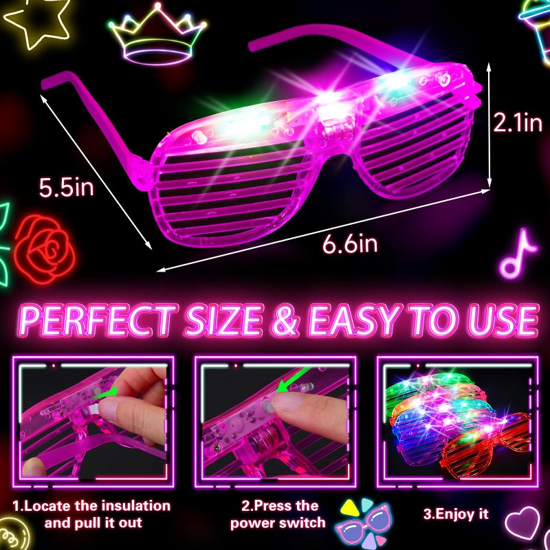 HONLYNE 180 PCS Light Up Glasses, Glow In The Dark Party Supplies, LED Glasses, Neon Flashing Glasses Bulk for Kids and Adults, Glow Glasses for Glow Party, Wedding, Birthday, Halloween, Rave Carnival - Image 3