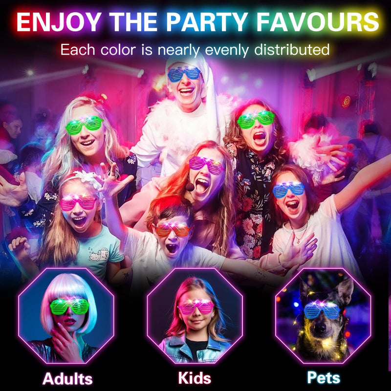 HONLYNE 180 PCS Light Up Glasses, Glow In The Dark Party Supplies, LED Glasses, Neon Flashing Glasses Bulk for Kids and Adults, Glow Glasses for Glow Party, Wedding, Birthday, Halloween, Rave Carnival - Image 2