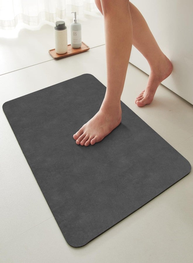 TYUU Bath Mat, Bathroom Rugs Non Slip Washable Thin Absorbent Quick Dry Bath Mat Fits Under Door Bathroom Floor Mat Perfect for Bath, Shower, or Sink 16"x24" Dark Grey - Image 1