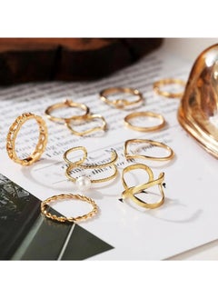 Huitich 10-Piece Gold-Tone Minimalist Ring Set  - Image 2