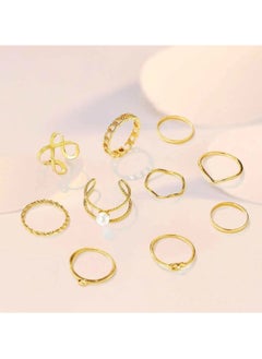 Huitich 10-Piece Gold-Tone Minimalist Ring Set  - Image 5