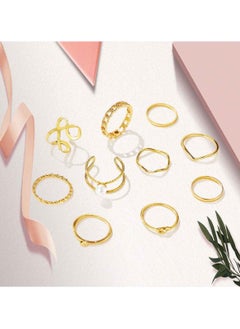 Huitich 10-Piece Gold-Tone Minimalist Ring Set  - Image 4