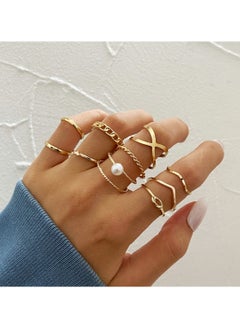Huitich 10-Piece Gold-Tone Minimalist Ring Set  - Image 3