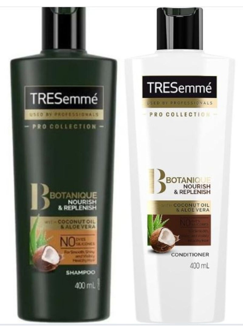 تريزيميه مجموعة شامبو وبلسم بوتانيك المغذي والمجدد من تريسمي بزيت جوز الهند والصبار - 2 × 400 مل - Image 1