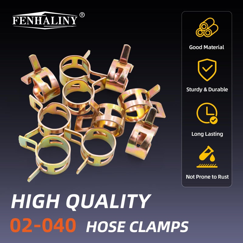Fenhaliny 02-040 Hose Clamps Compatible With Or-gon Part Replace 1/4 ", 3/16" Fuel Lines- ID:0.45 '' (10 Pack) - Image 2
