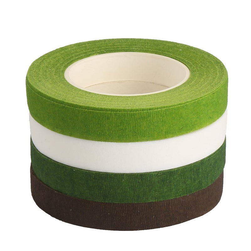 Decora ديكورا 4 لفات 1/2" × 90' شريط زهور لتغليف الساق باللون الأخضر الداكن والأخضر والقهوة البيضاء - Image 3