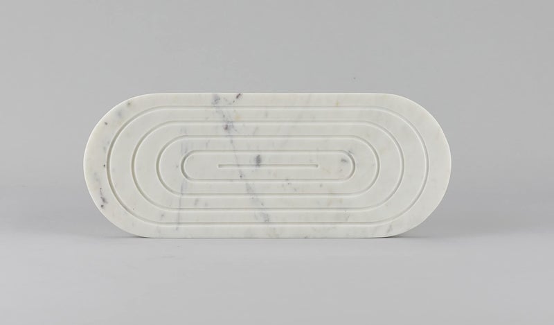Stone Essential Oblong Shape White Marble Platter Serving Tray for Kitchen and Dining - Image 4