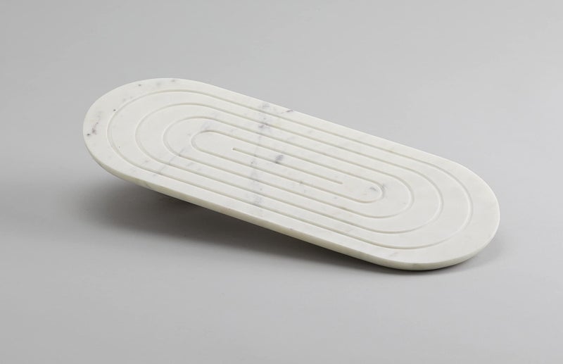 Stone Essential Oblong Shape White Marble Platter Serving Tray for Kitchen and Dining - Image 3