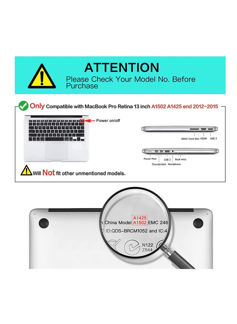 Mufaens Protective Plastic Hard Shell Case Cover Only Compatible with MacBook Pro Retina 13-Inch Models: A1502 & A1425 Older Version Release 2012 to 2015, Crystal Clear - Image 2