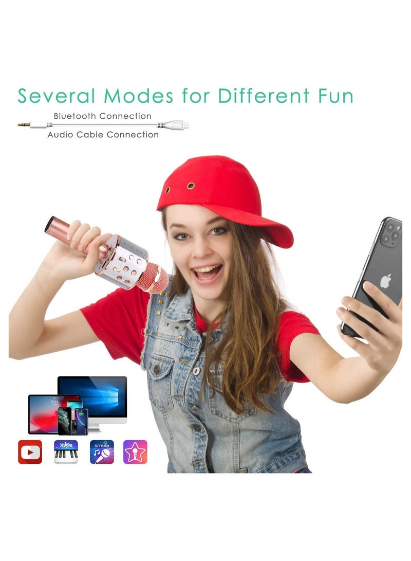 Wireless Bluetooth Karaoke Microphone for Kids, 5-in-1 Portable Handheld Karaoke Mic Speaker Player Recorder with Adjustable Remix - Image 4