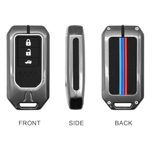 KMH Metal Car Key Cover Compatible with Honda City, Civic, Jazz, Amaze, CR-V, WR-V, BR-V Models Smart Keycover with Keychain 3 Buttons Key Shell Case Holder Protector (Metallic) Pack of 1 - Image 5