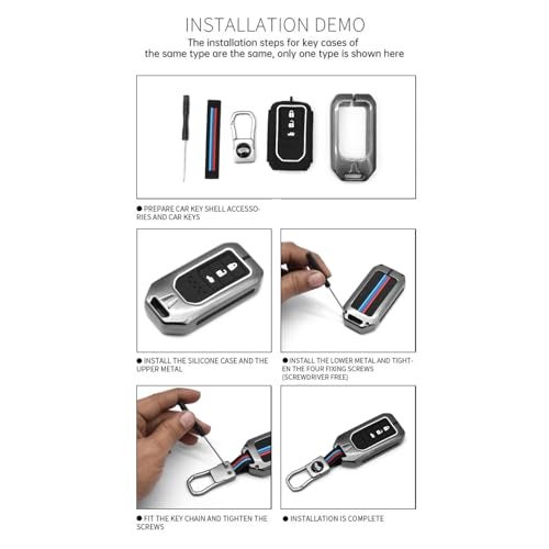 KMH Metal Car Key Cover Compatible with Honda City, Civic, Jazz, Amaze, CR-V, WR-V, BR-V Models Smart Keycover with Keychain 3 Buttons Key Shell Case Holder Protector (Metallic) Pack of 1 - Image 4