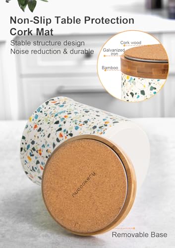 Nucookery 360°Rotating Utensil Holder, 7.2" Kitchen Utensil Crock, Ceramic Cooking Utensil Organizer with Countertop-Protection Cork Bottom for Farmhouse Kitchen Decor Christmas (Marble Pattern) - Image 4