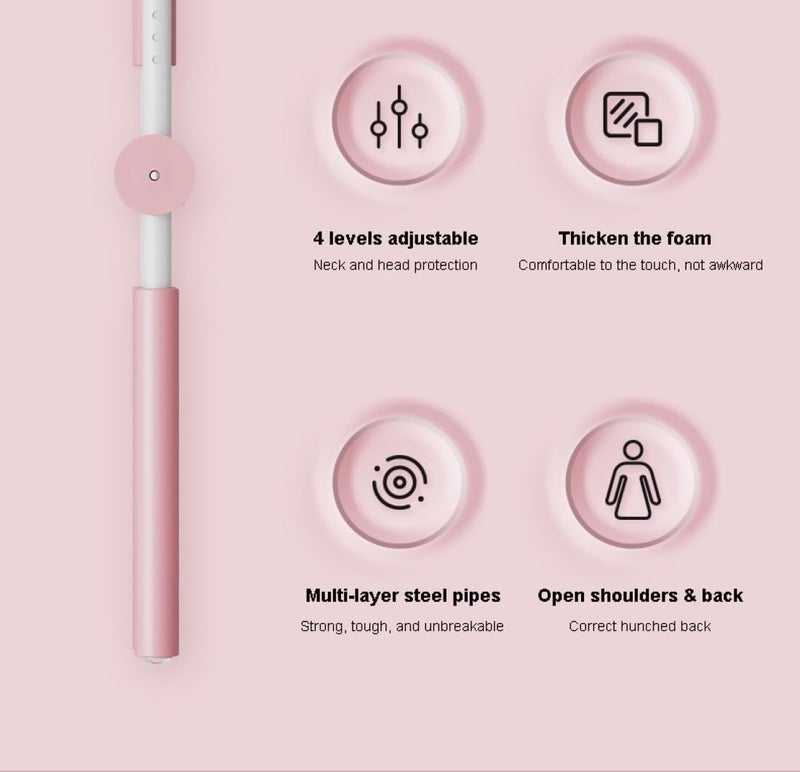 Zebroc Posture Corrector Stick, Yoga Cross Stick/Bar, Back Pain Relief stretching tool, Back Bump Hunchback Pose Improvement Stcik, Neck Hump Open Shoulder Back Brace Stick (Pink) - Image 3