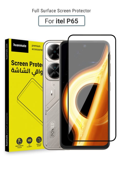 itel P65 Screen Protector – Premium Edge to Edge Tempered Glass, High Transparency, Delicate Touch, Anti-Explosion, Smooth Arc Edges, Easy Installation